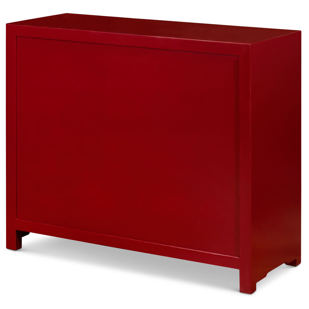 Matte Red Elmwood Chinese Ming Cabinet