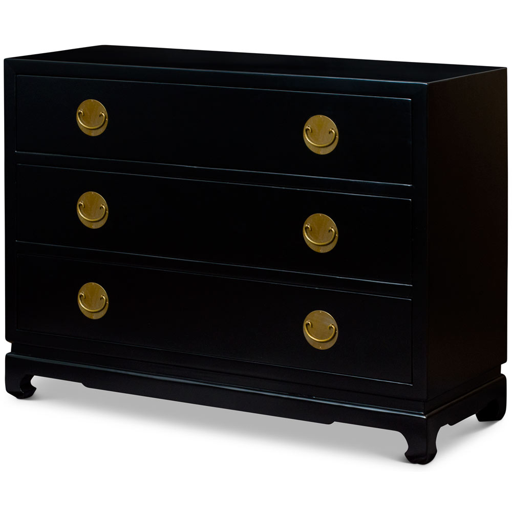 48in Black Elmwood Chinese Ming Chest of Drawers
