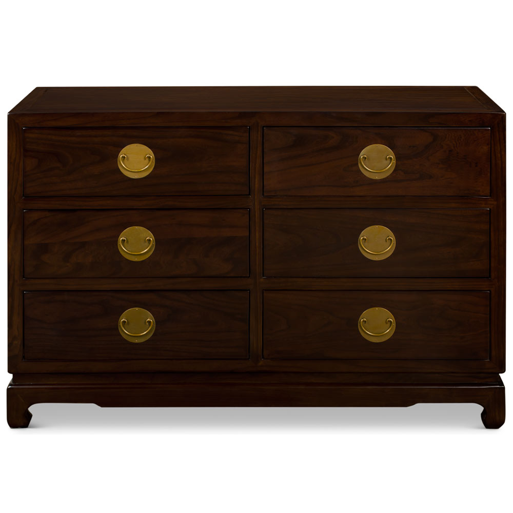 Espresso Elmwood Chinese Ming Chest of Drawers