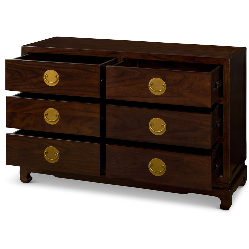 Espresso Elmwood Chinese Ming Chest of Drawers