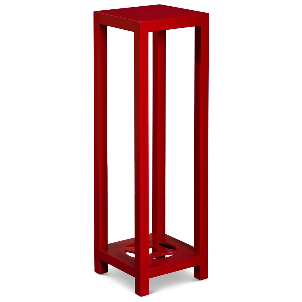 Matte Red Finish Elmwood Ning Chou Design Pedestal