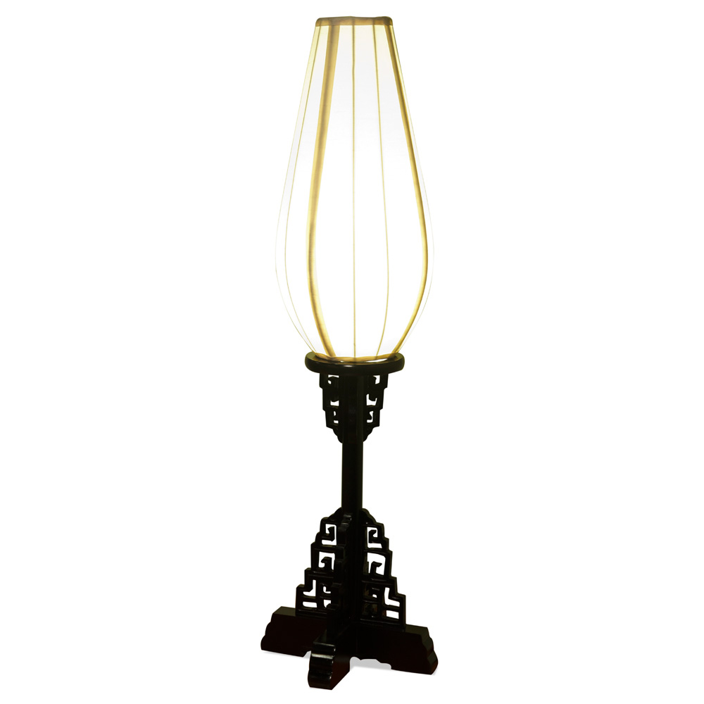 Elmwood Imperial Asian Table Lantern with White Shade