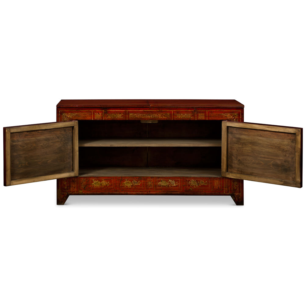 Elmwood Dark Red Dong-Bei Oriental Cabinet