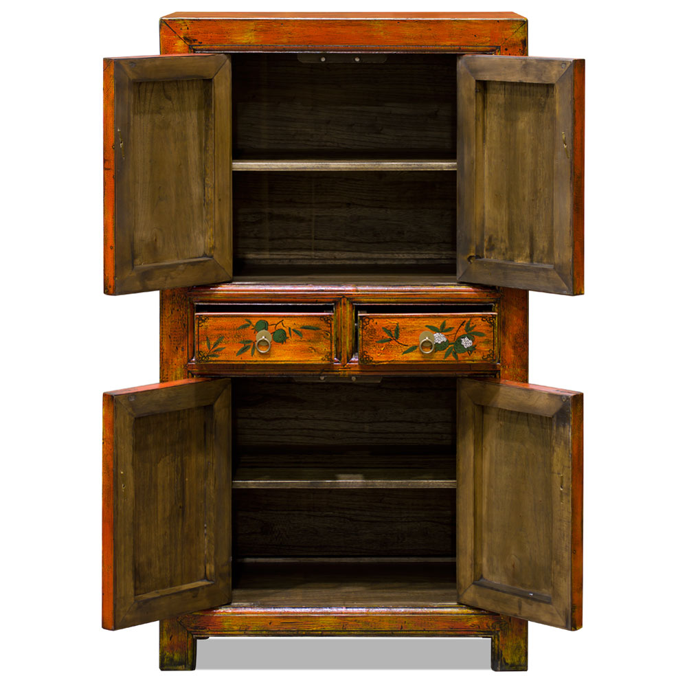 Su Chow Orange Elmwood Oriental Tall Storage Cabinet