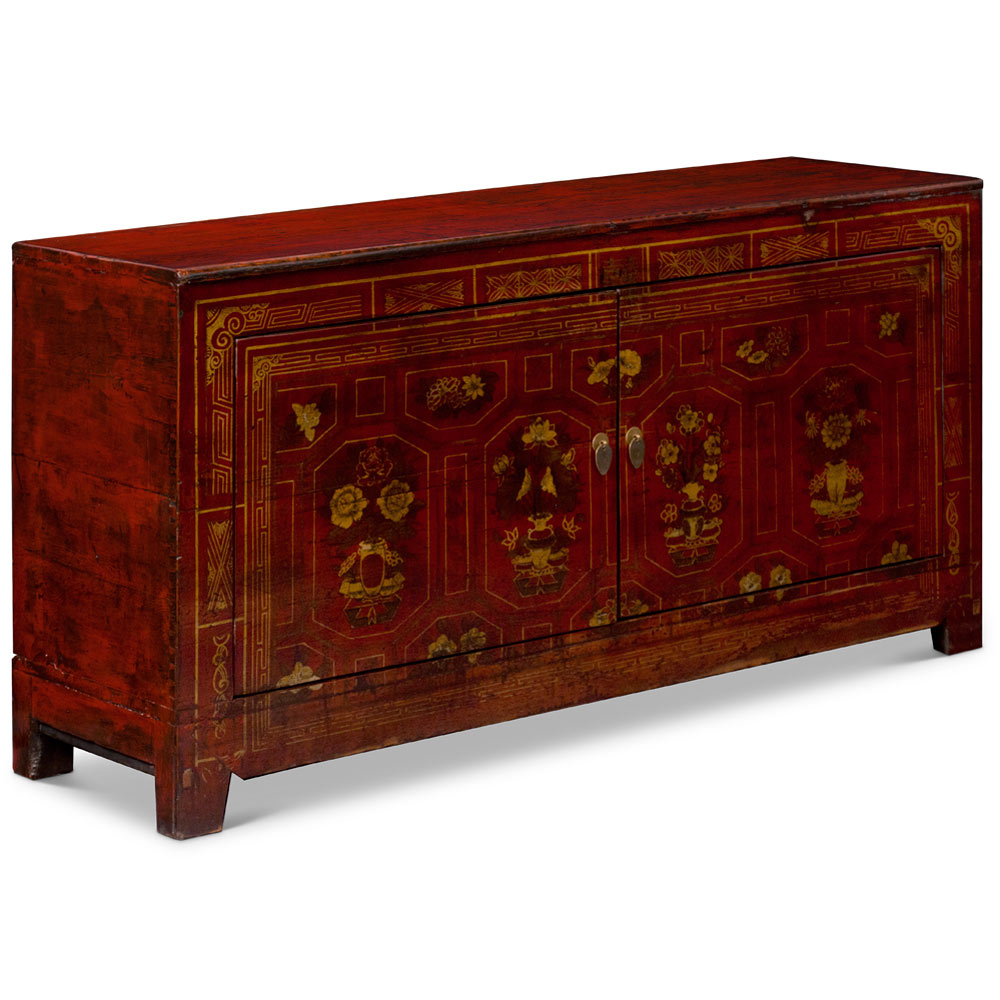 Elmwood Dark Red Dong-Bei Oriental Cabinet