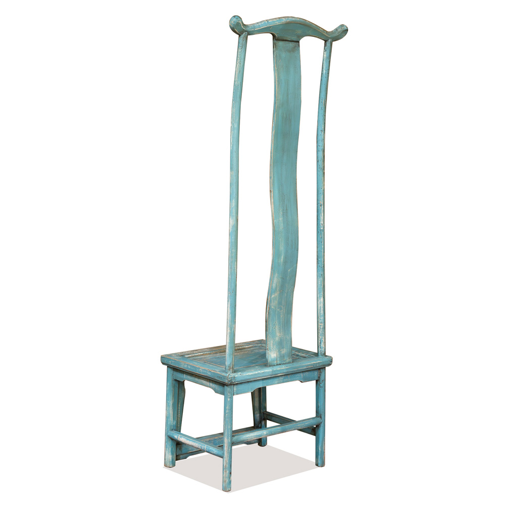 Distressed Powder Blue Elmwood Ming Tall Chair