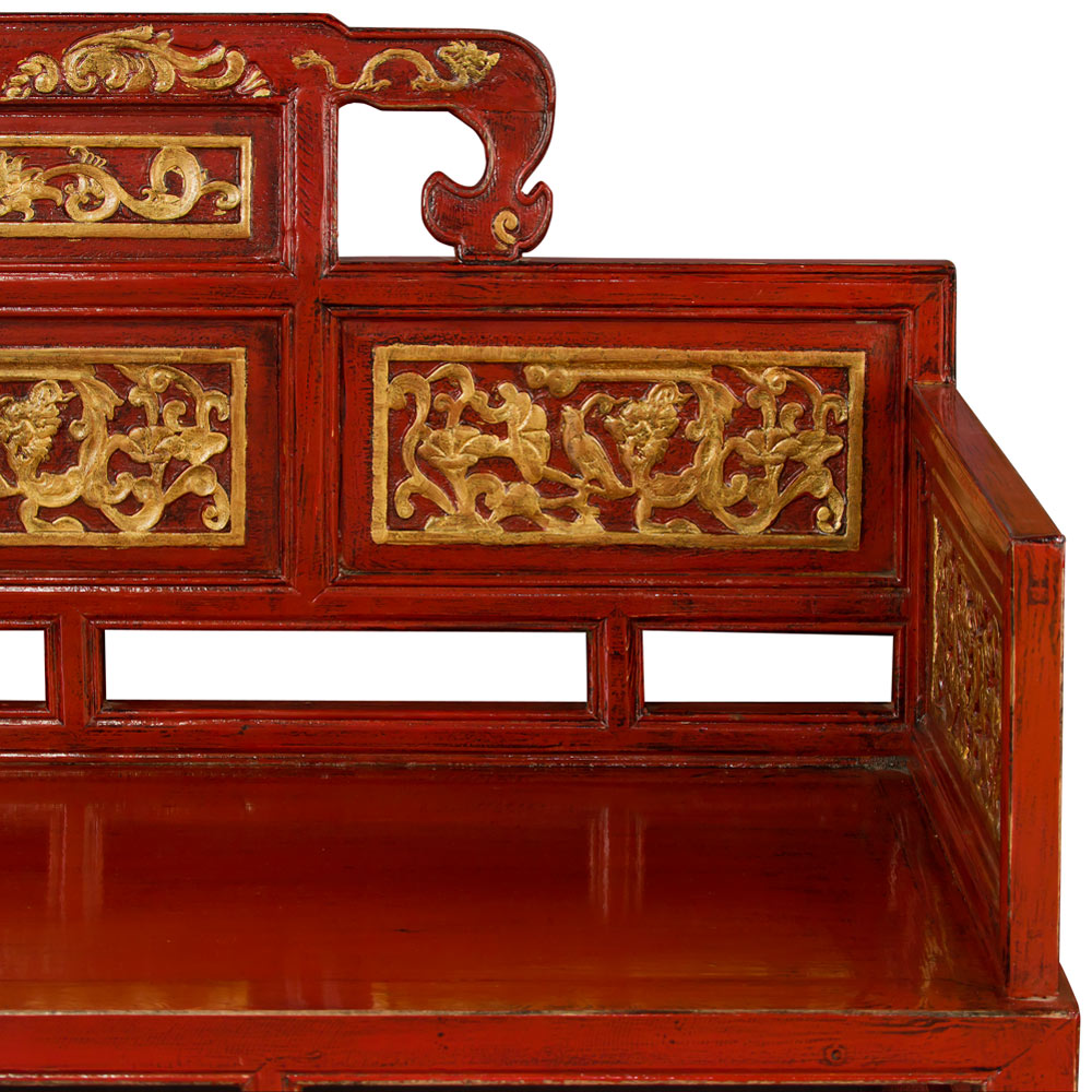 Red and Gold Gilt Elmwood Chinese Imperial Palace Chair