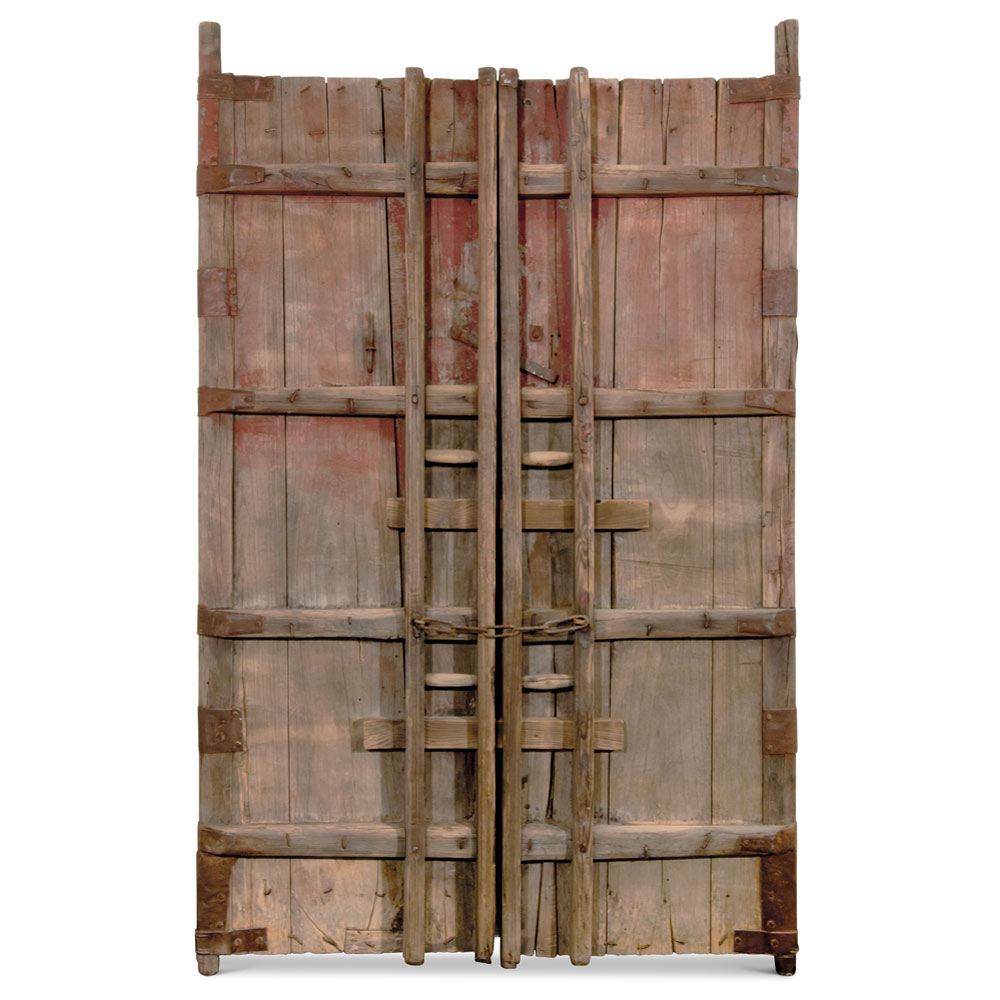 Vintage Chinese Temple Doors with Iron Hardware