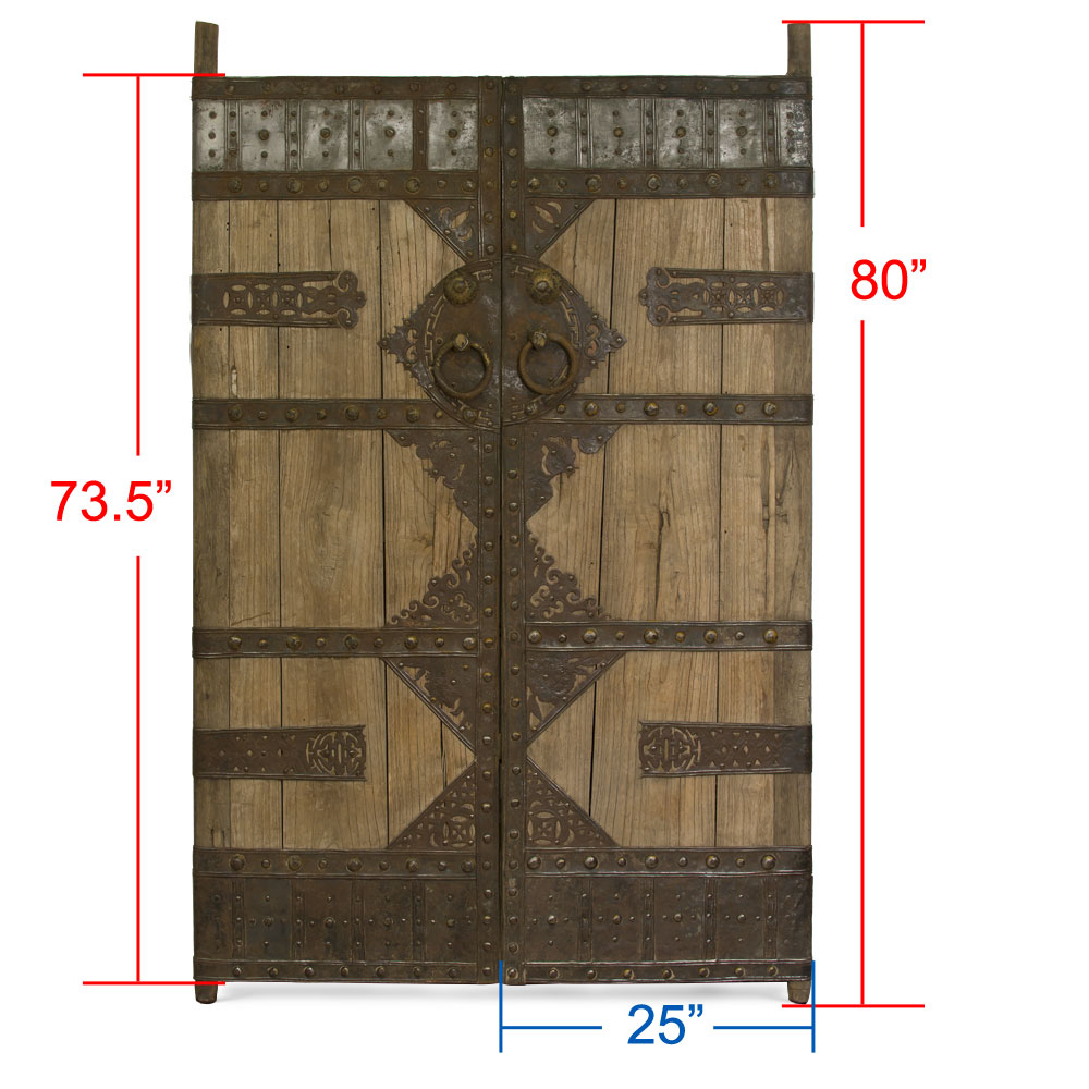 Vintage Chinese Temple Doors with Iron Hardware