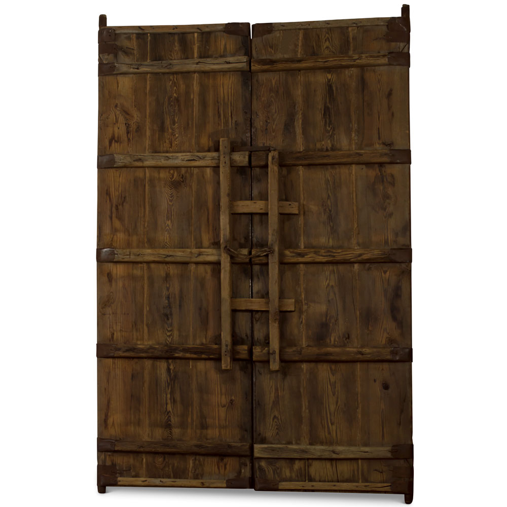 Vintage Chinese Temple Elmwood Doors with Iron Hardware