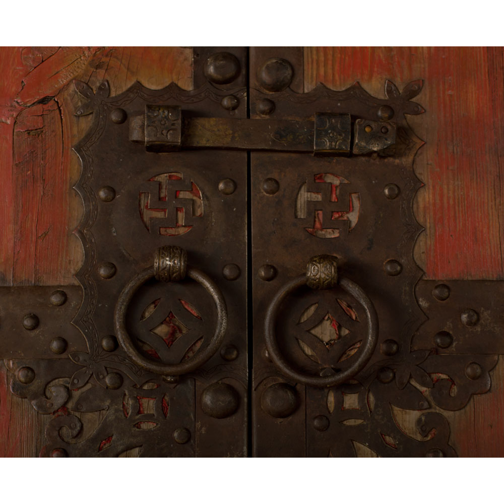 Vintage Chinese Temple Elmwood Doors with Iron Hardware