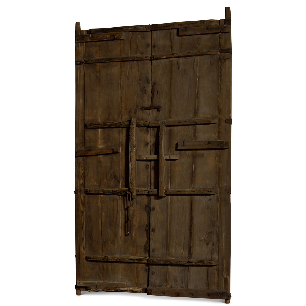 Antique Chinese Temple Doors with Iron Hardware