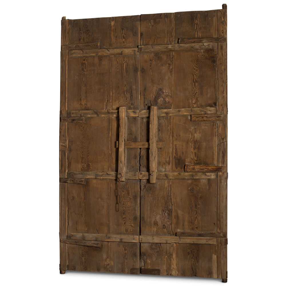 Vintage Chinese Temple Elmwood Doors with Iron Hardware