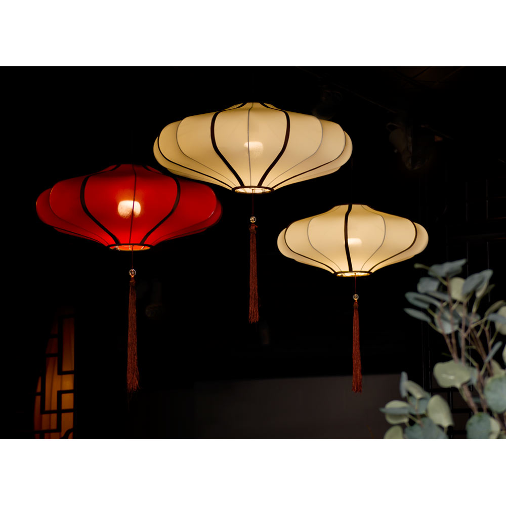 Hanging Beige Chinese Palace Lantern with Tassel