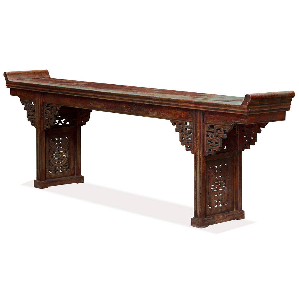 Vintage Grand Elmwood Altar Console Table