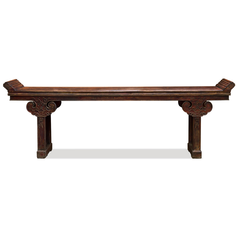 Vintage Elmwood Imperial Asian Altar Console Table