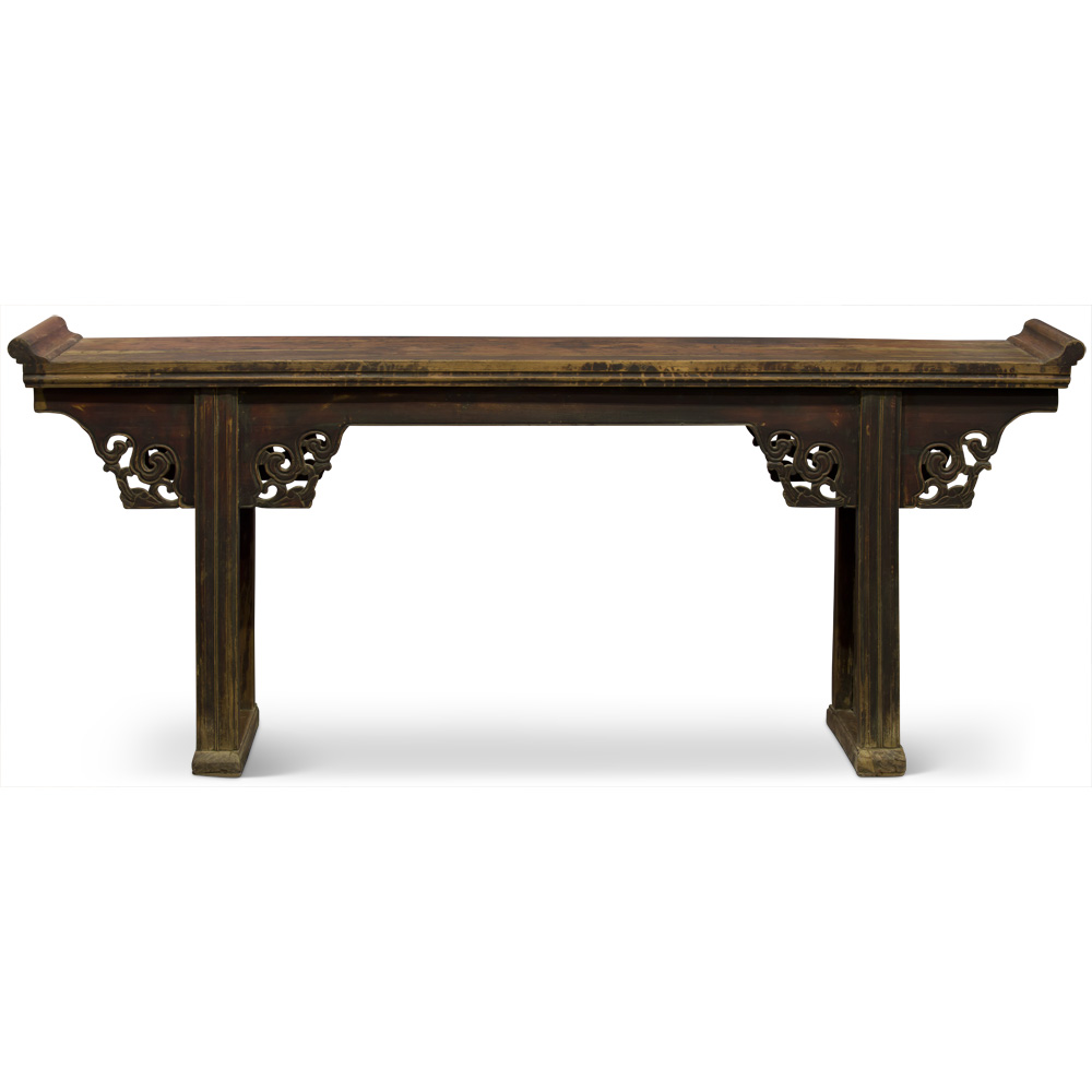Vintage Elmwood Imperial Chinese Grand Altar Table with Cloud Motif