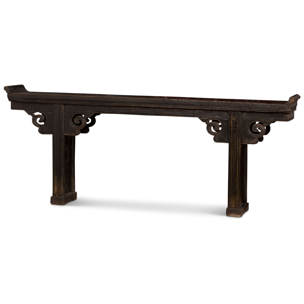 Distressed Grand Vintage Elmwood Shan Xi Imperial Chinese Altar Console Table
