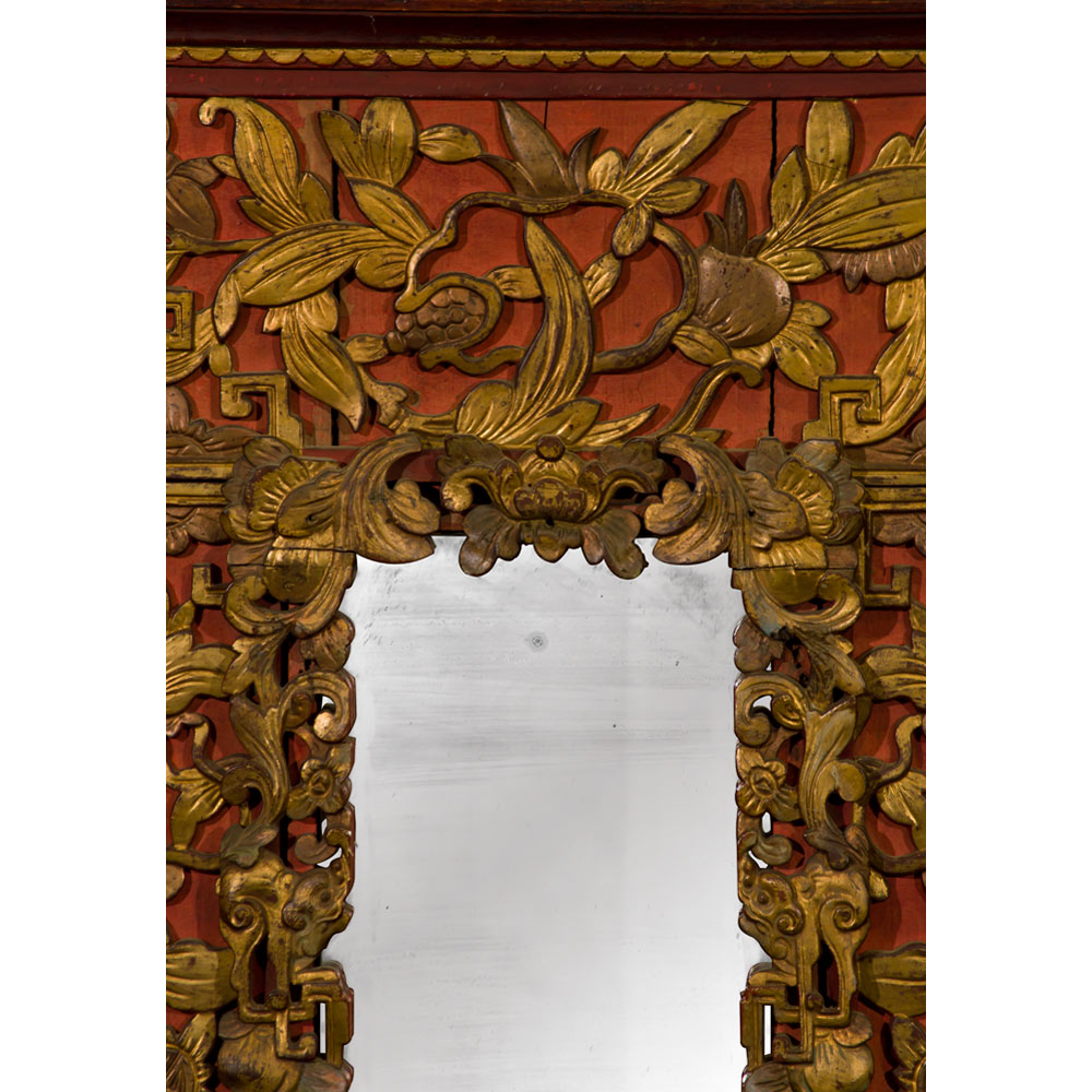 Antique Floral Carving Ningbo Village Oriental Mirror
