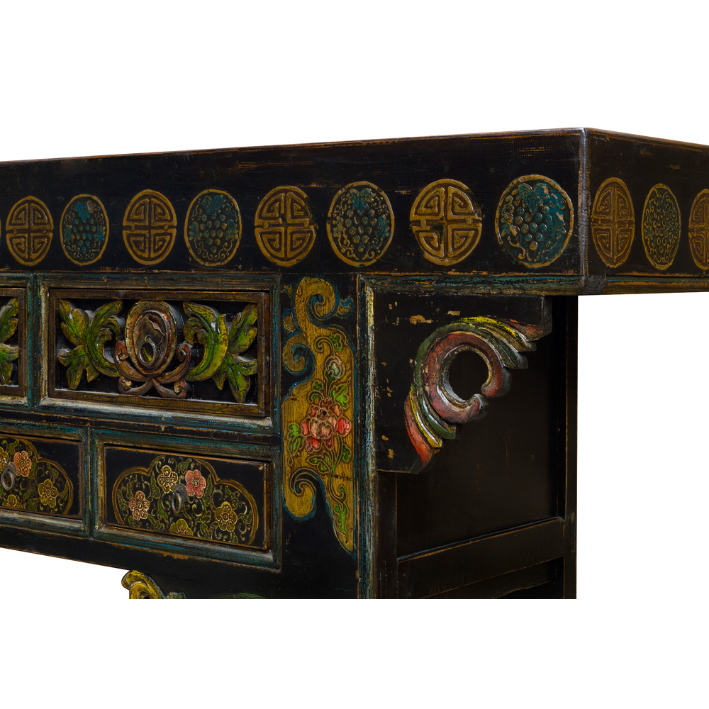 Vintage Elmwood Kelsang Imperial Chinese Altar Cabinet