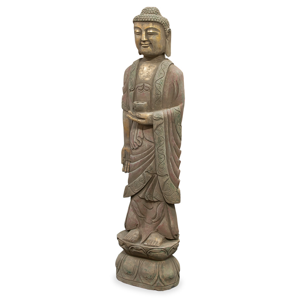 Hand Carved Stone Standing Buddha