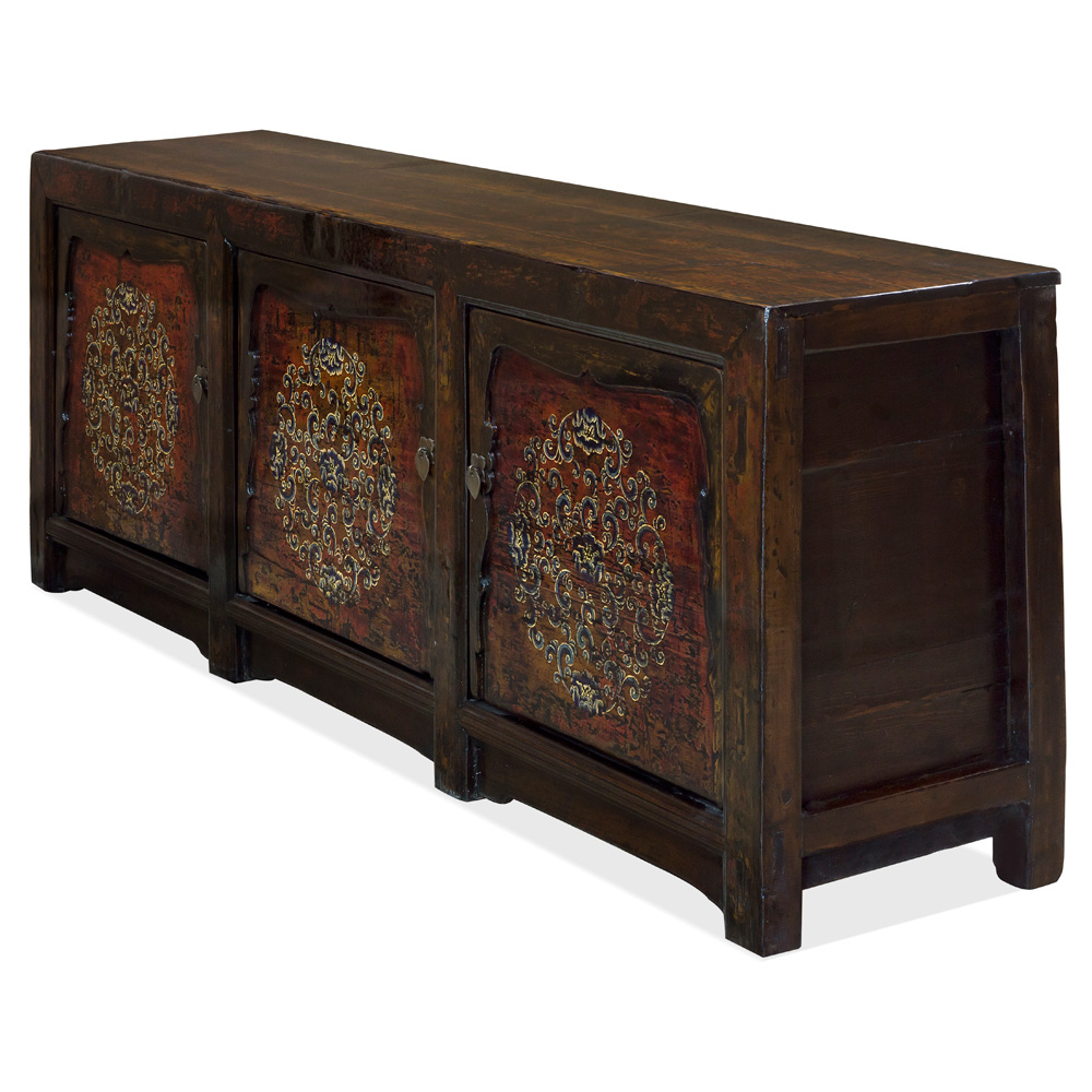 Vintage Elmwood Yan Yan Tibetan Cabinet