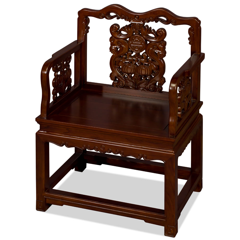 Mahogany Elmwood Imperial Palace Tai Shi Oriental Arm Chair