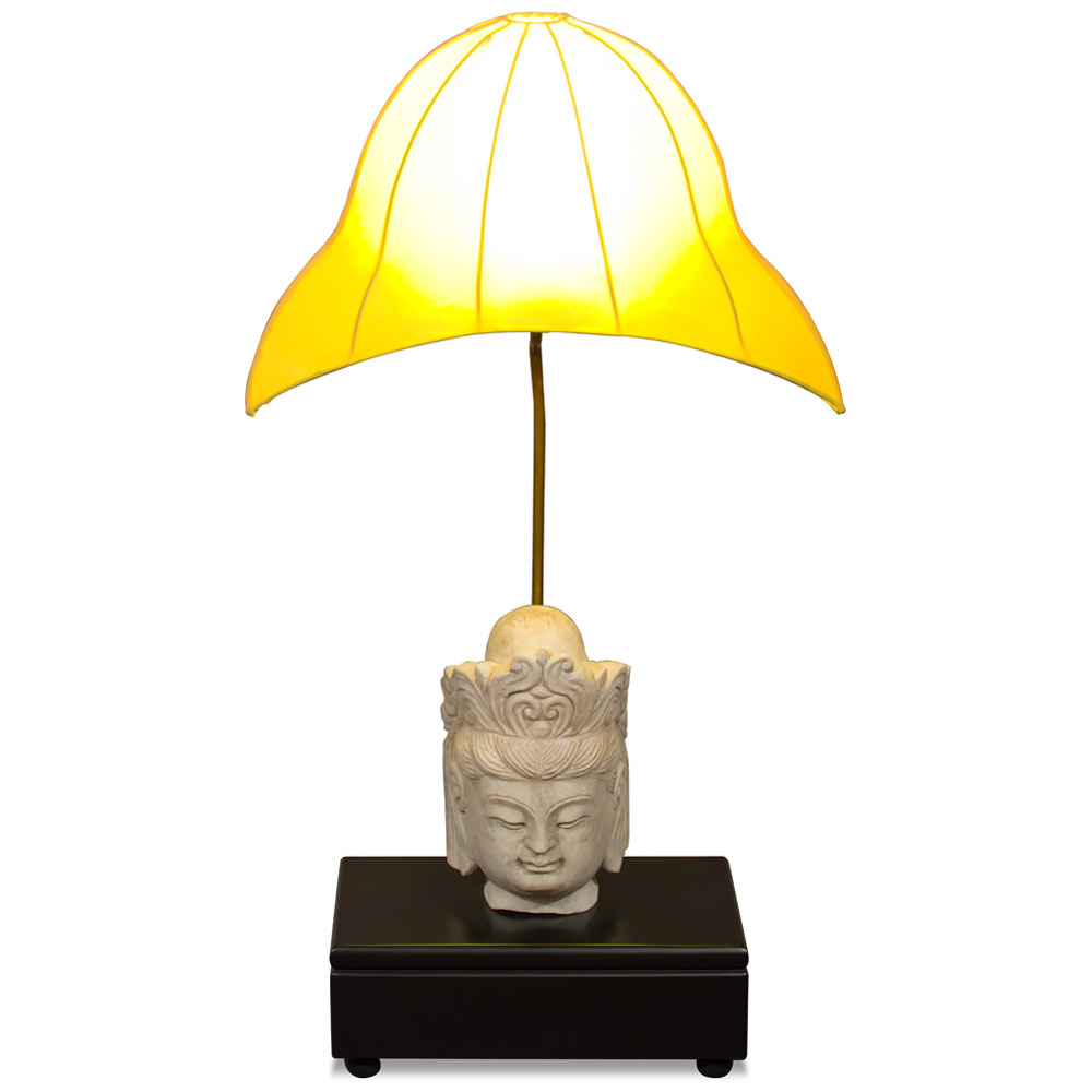 Marble Guanyin Sculpture Oriental Table Lamp