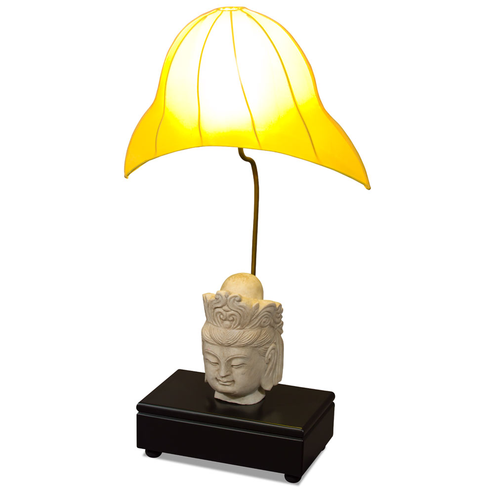 Marble Guanyin Sculpture Oriental Table Lamp