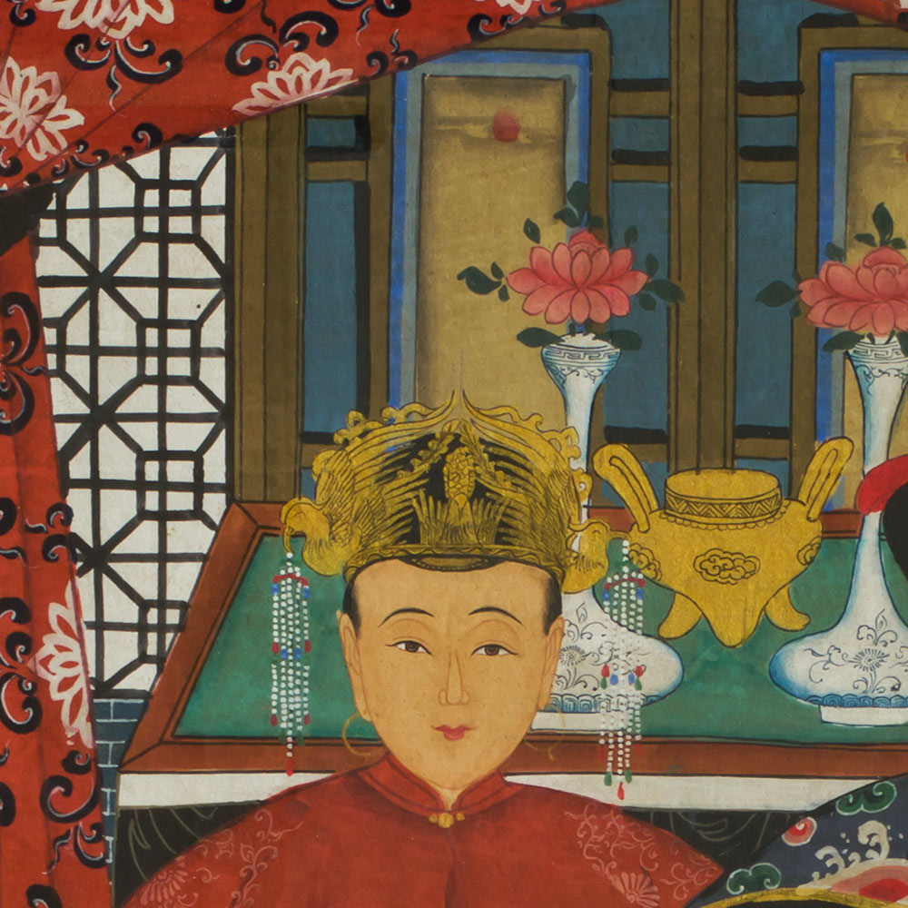 Vintage Grand Ancestor Portrait Chinese Painting