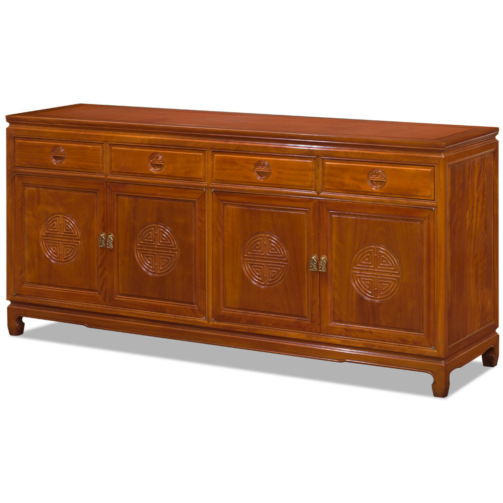72 Inch Natural Finish Rosewood Chinese Longevity Design Sideboard
