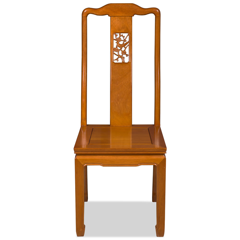 Natural Finish Rosewood Flower and Bird Oriental Chair