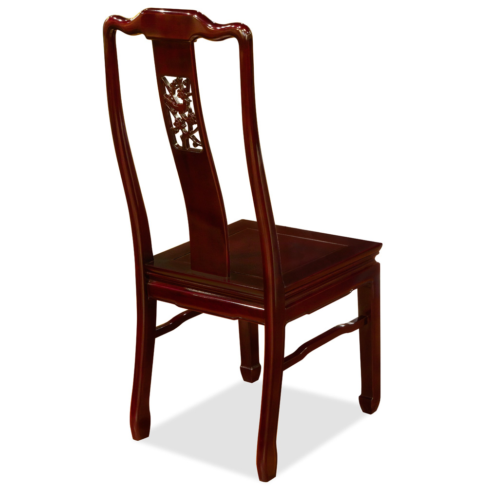 Dark Cherry Rosewood Flower and Bird Oriental Chair