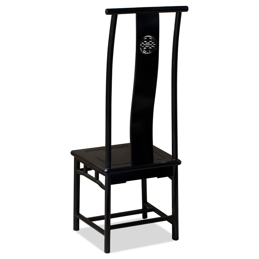Black Rosewood Ming Chinese Longevity Tall Chair