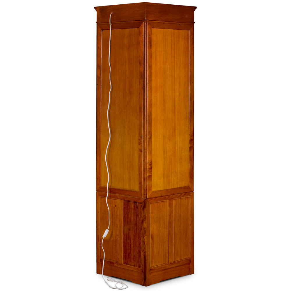 Natural Finish Rosewood Chinese Bird and Flower Corner Display Cabinet