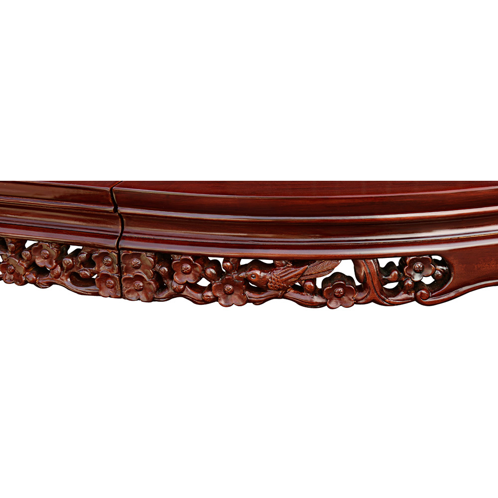 80in Rosewood Flower Design Oval Oriental Dining Table with 8 Chairs