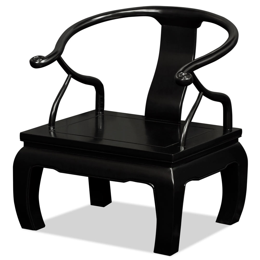 Black Elmwood Chow Leg Chinese Monk Chair