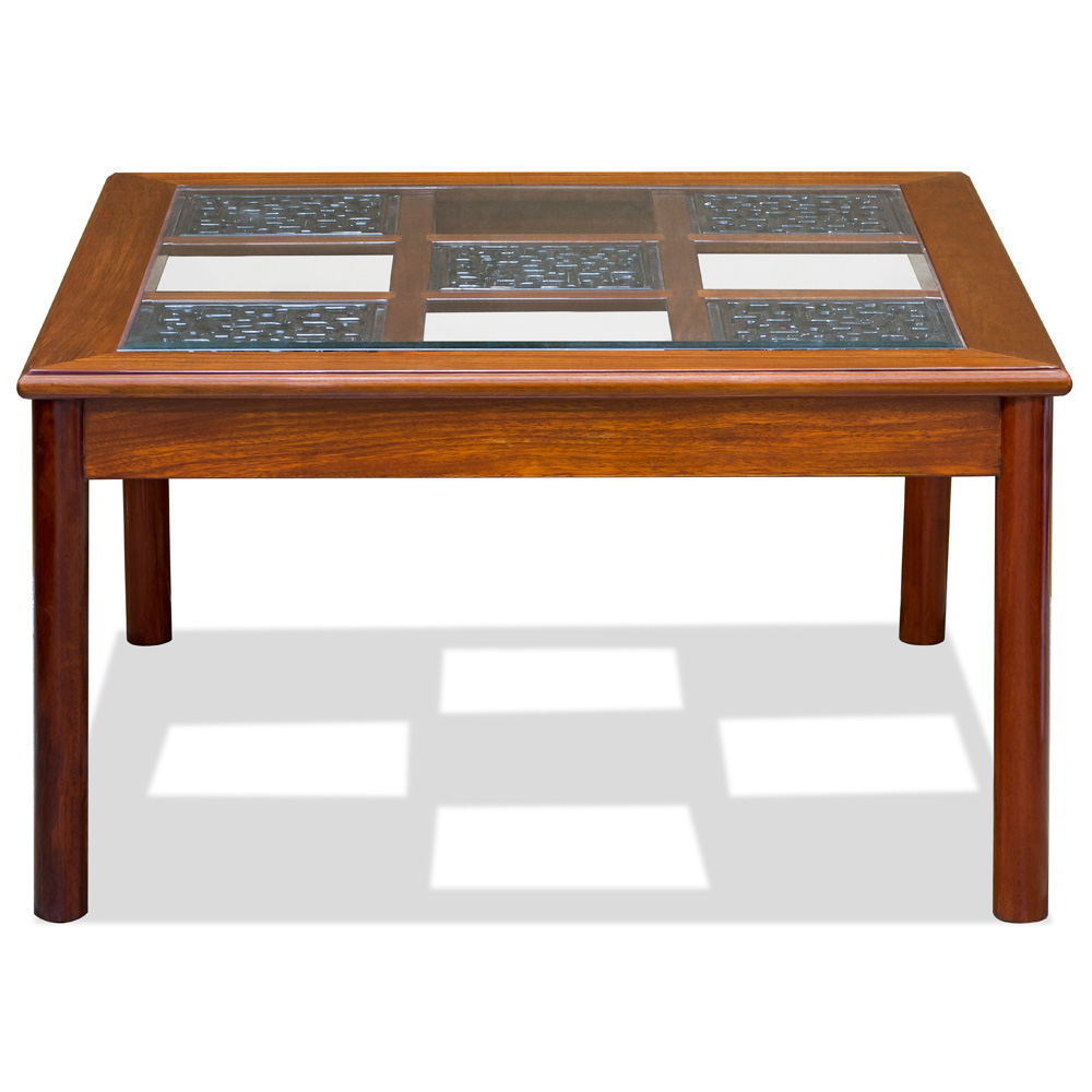 Natural Finish Rosewood Ming Square Chinese Coffee Table