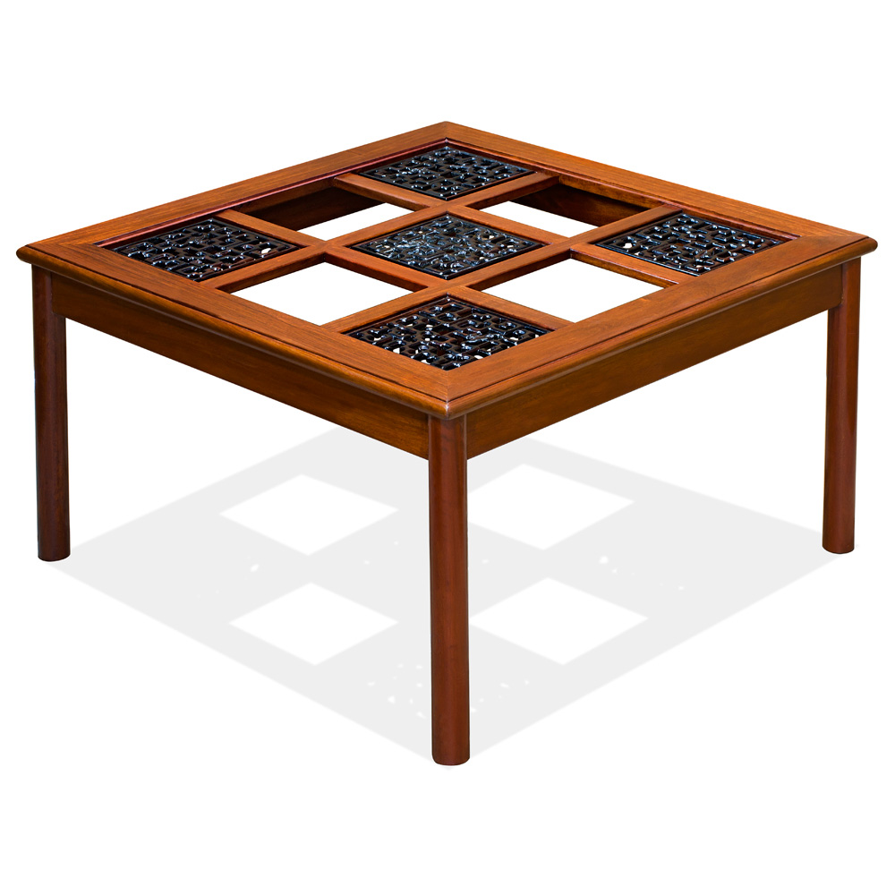 Natural Finish Rosewood Ming Square Chinese Coffee Table