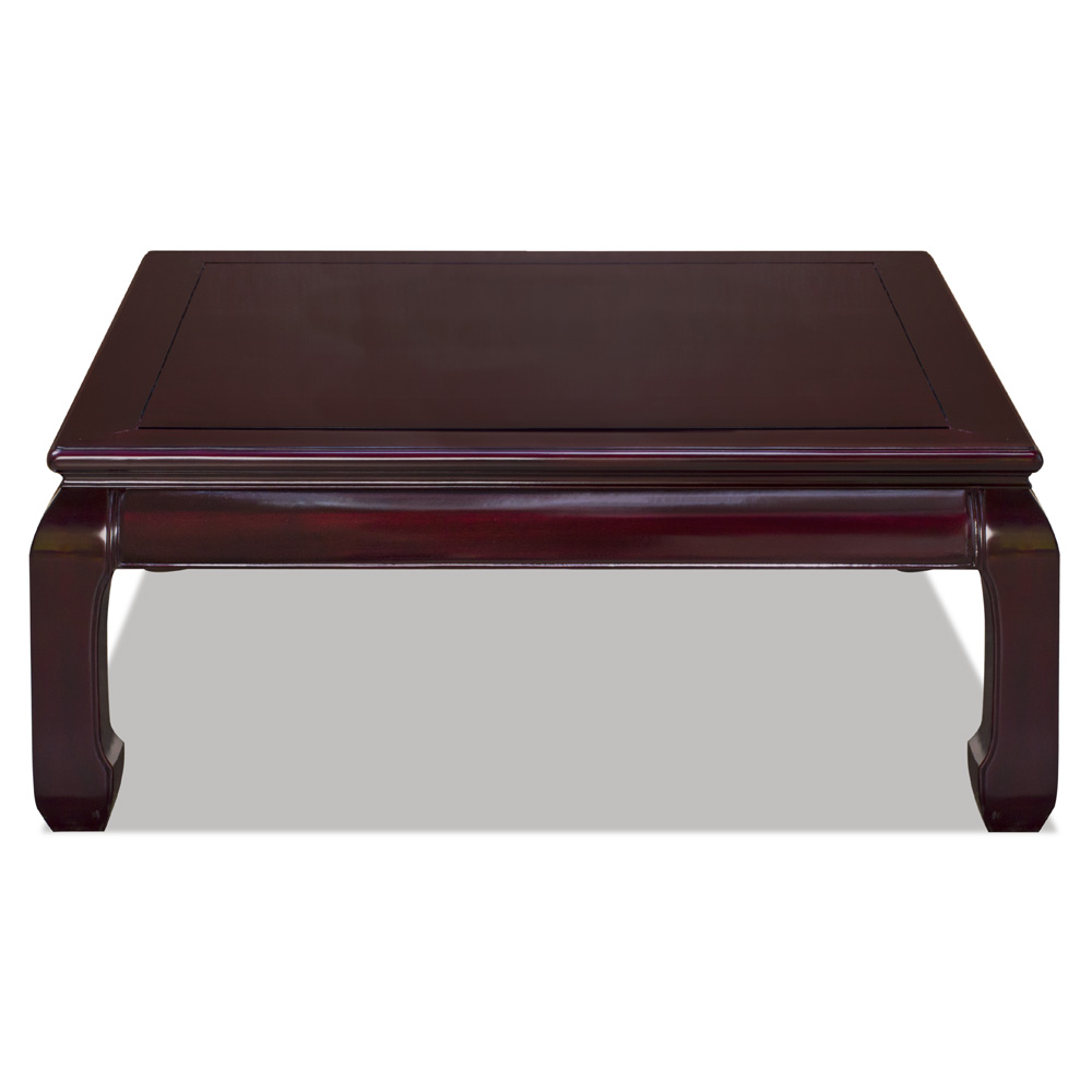 Dark Cherry Rosewood Ming Square Asian Coffee Table