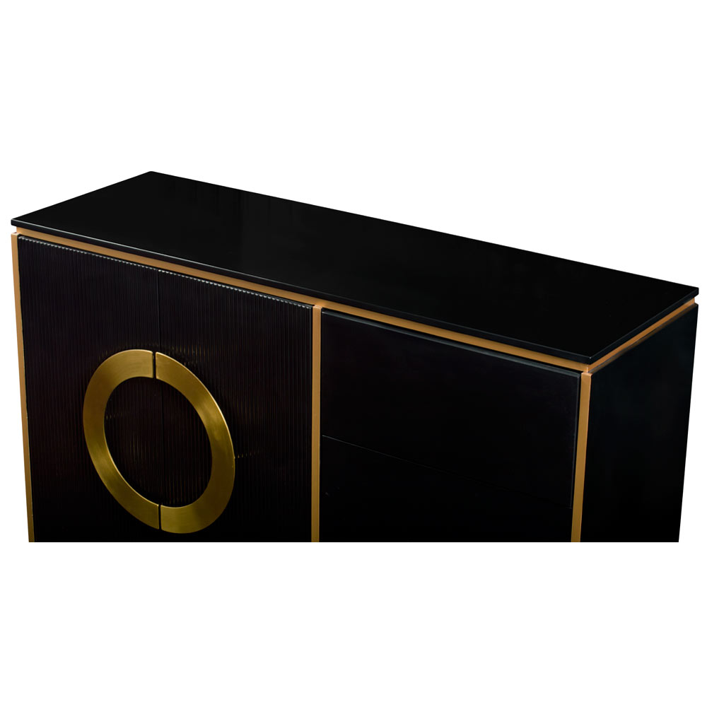 Black and Gold Zen Modern Asian Yuan Sideboard Cabinet