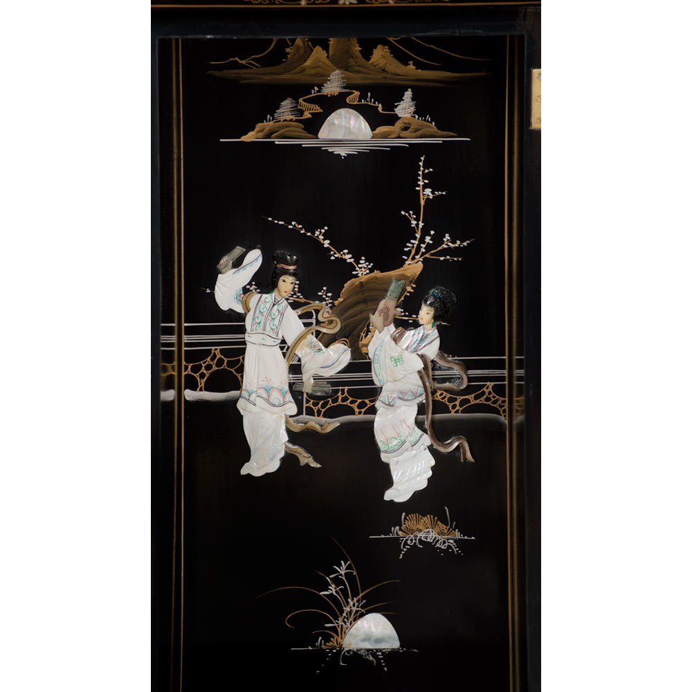 Black Lacquer Mother of Pearl Oriental Grandfather Clock Case
