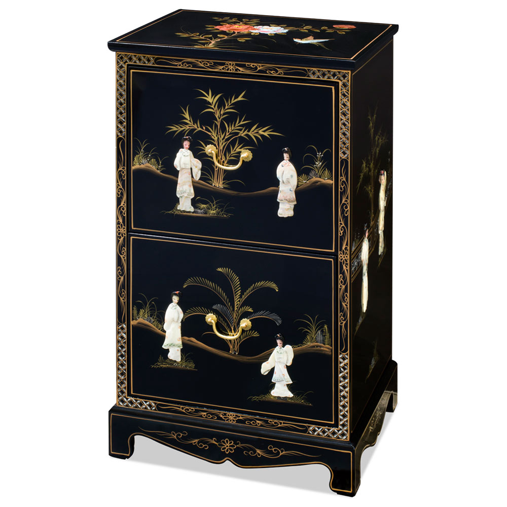Mother of Pearl 2 Door Cabinet Oriental Chinese Furniture 