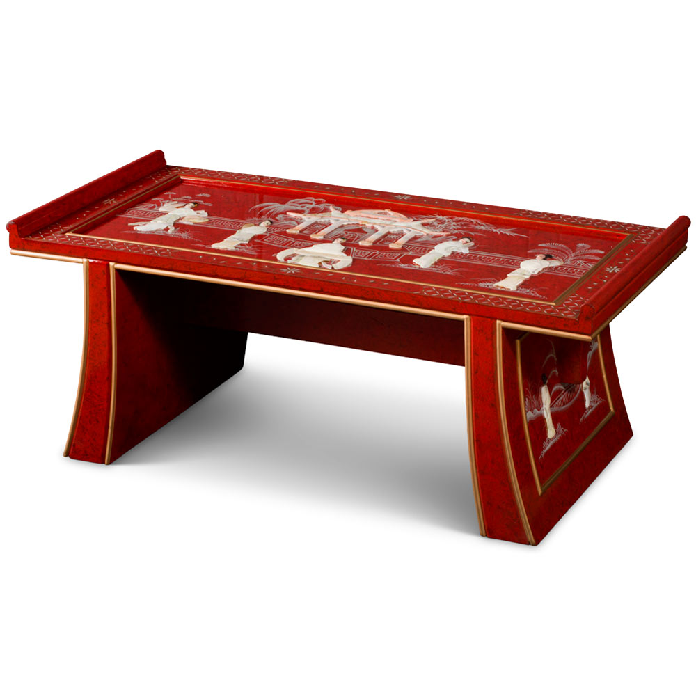 Red Lacquer Mother of Pearl Shinto Coffee Table