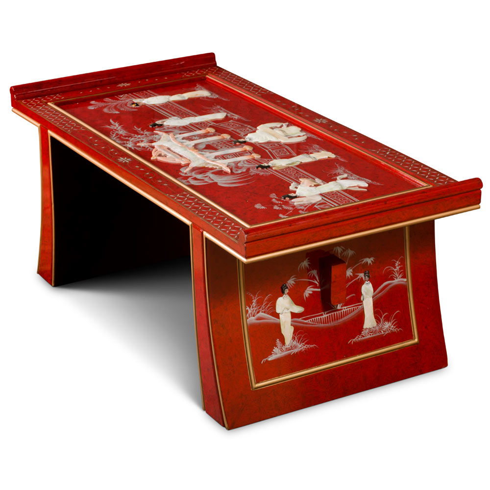 Red Lacquer Mother of Pearl Shinto Coffee Table