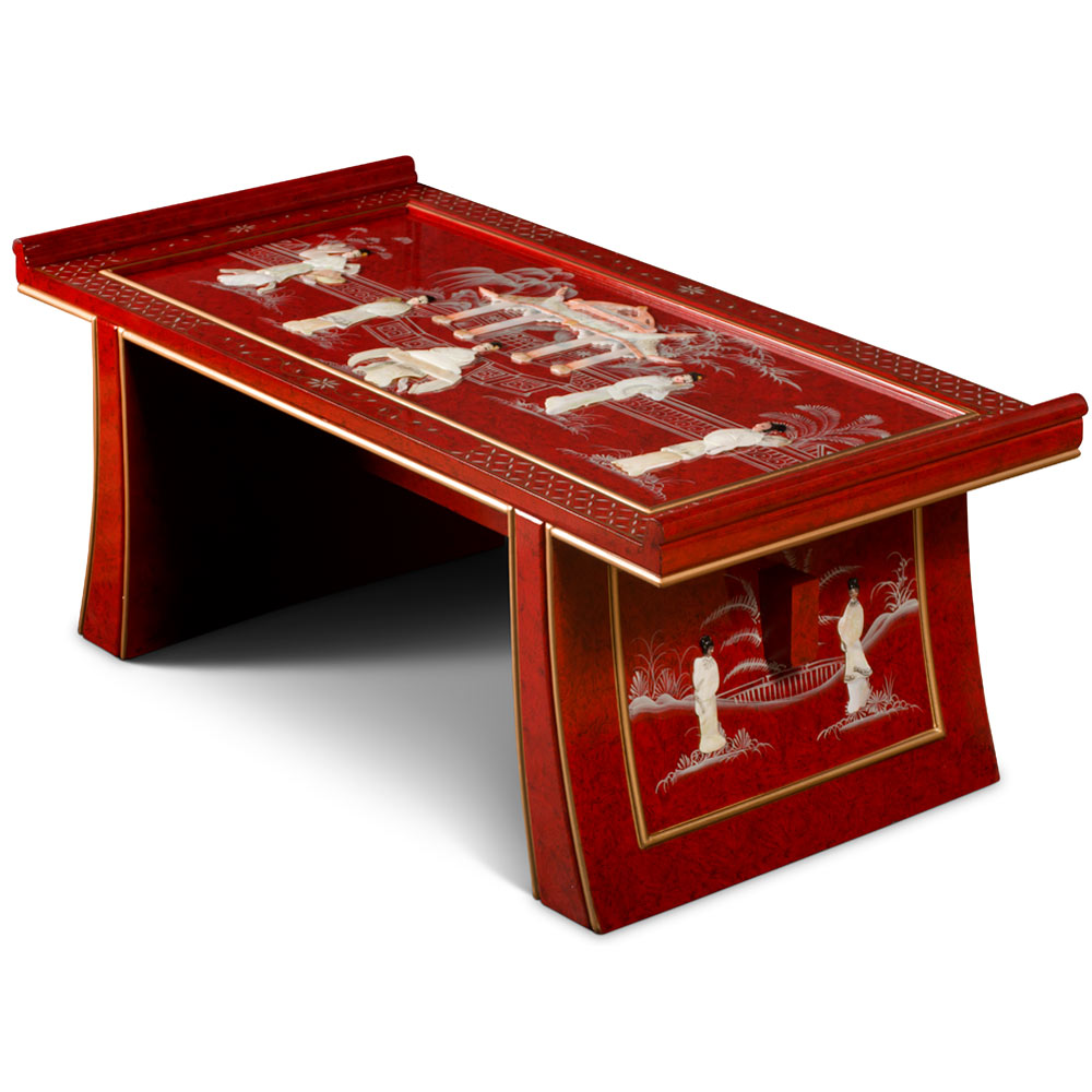 Red Lacquer Mother of Pearl Shinto Coffee Table