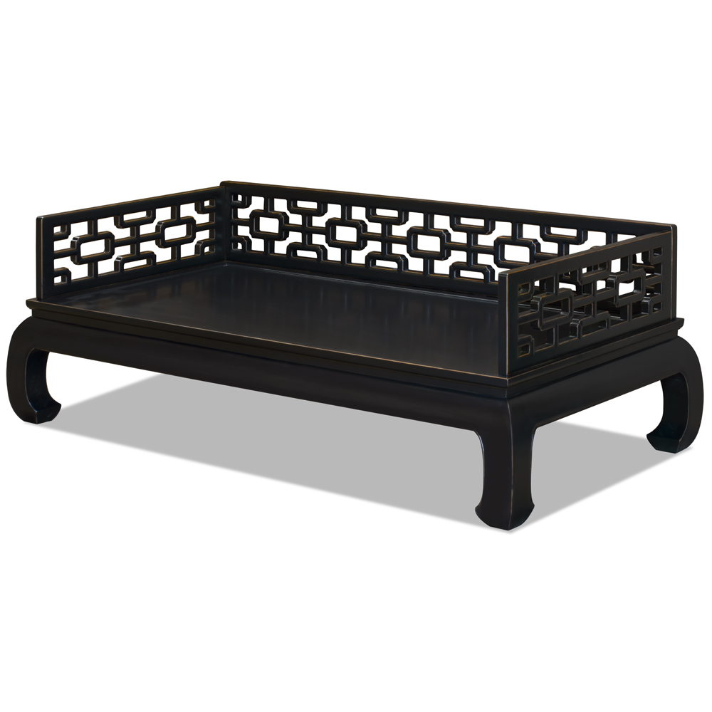 Distressed Black Elmwood Chinese Ming Day Bed