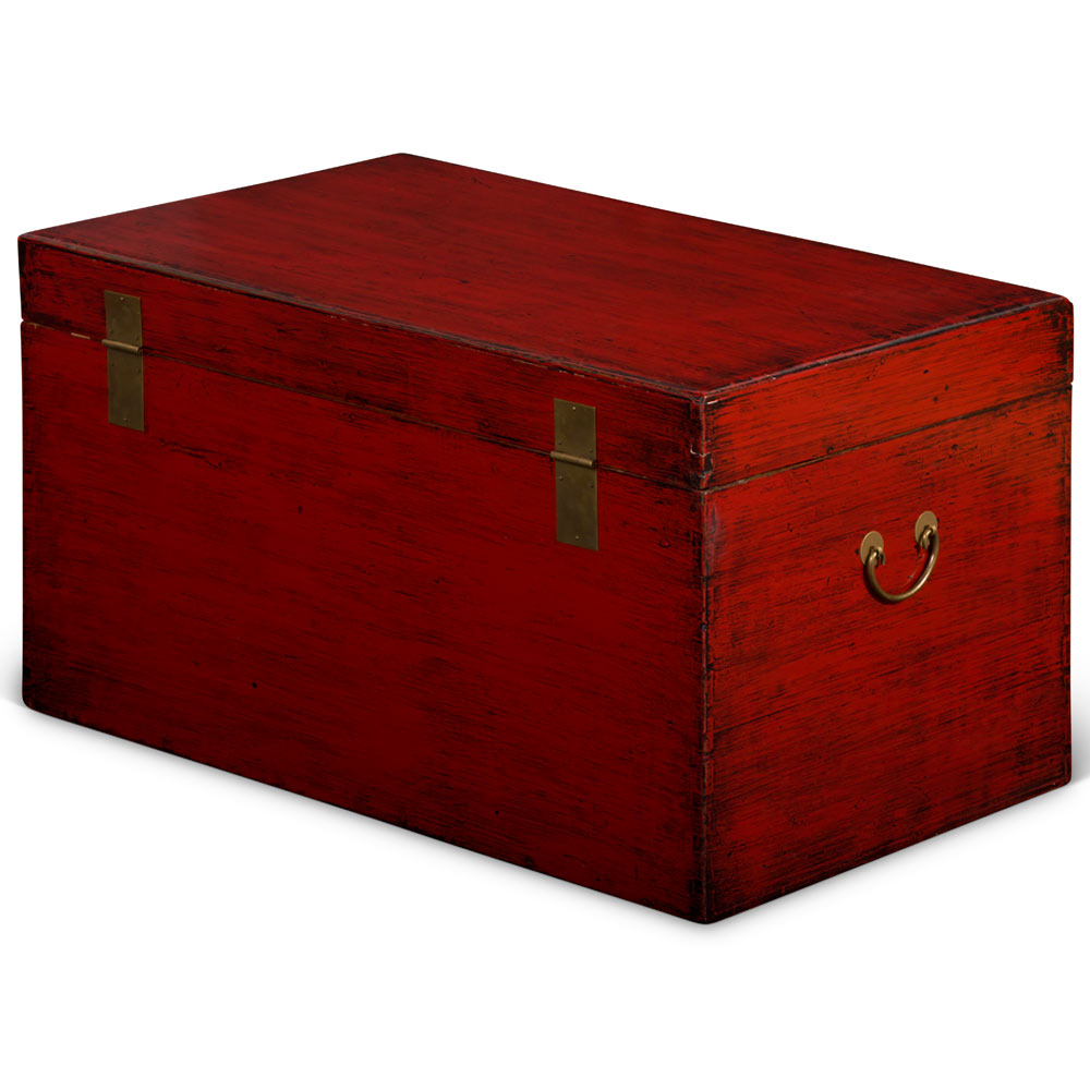 Antique Red Chinese Dowry Trunk