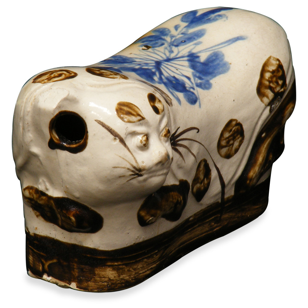 19th Century Porcelain Cat Pillow