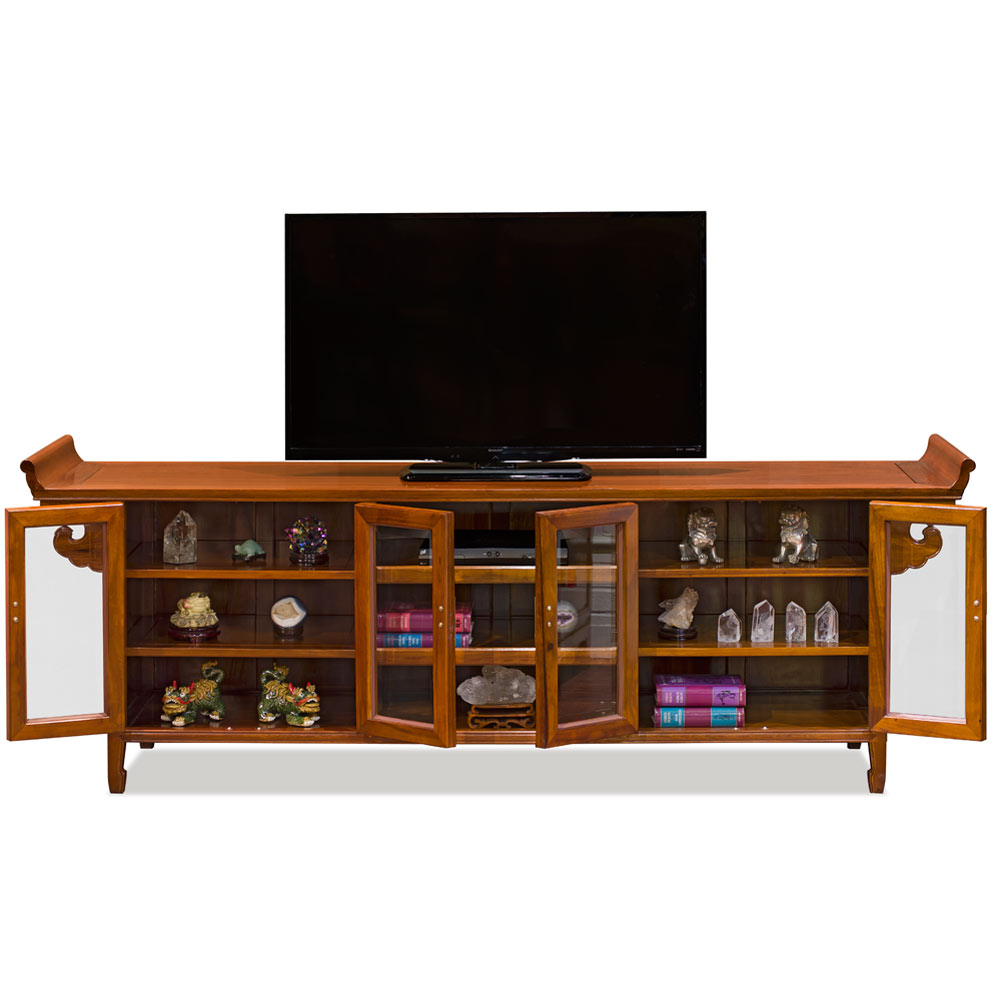 Natural Finish Rosewood Chinese Altar Media Cabinet
